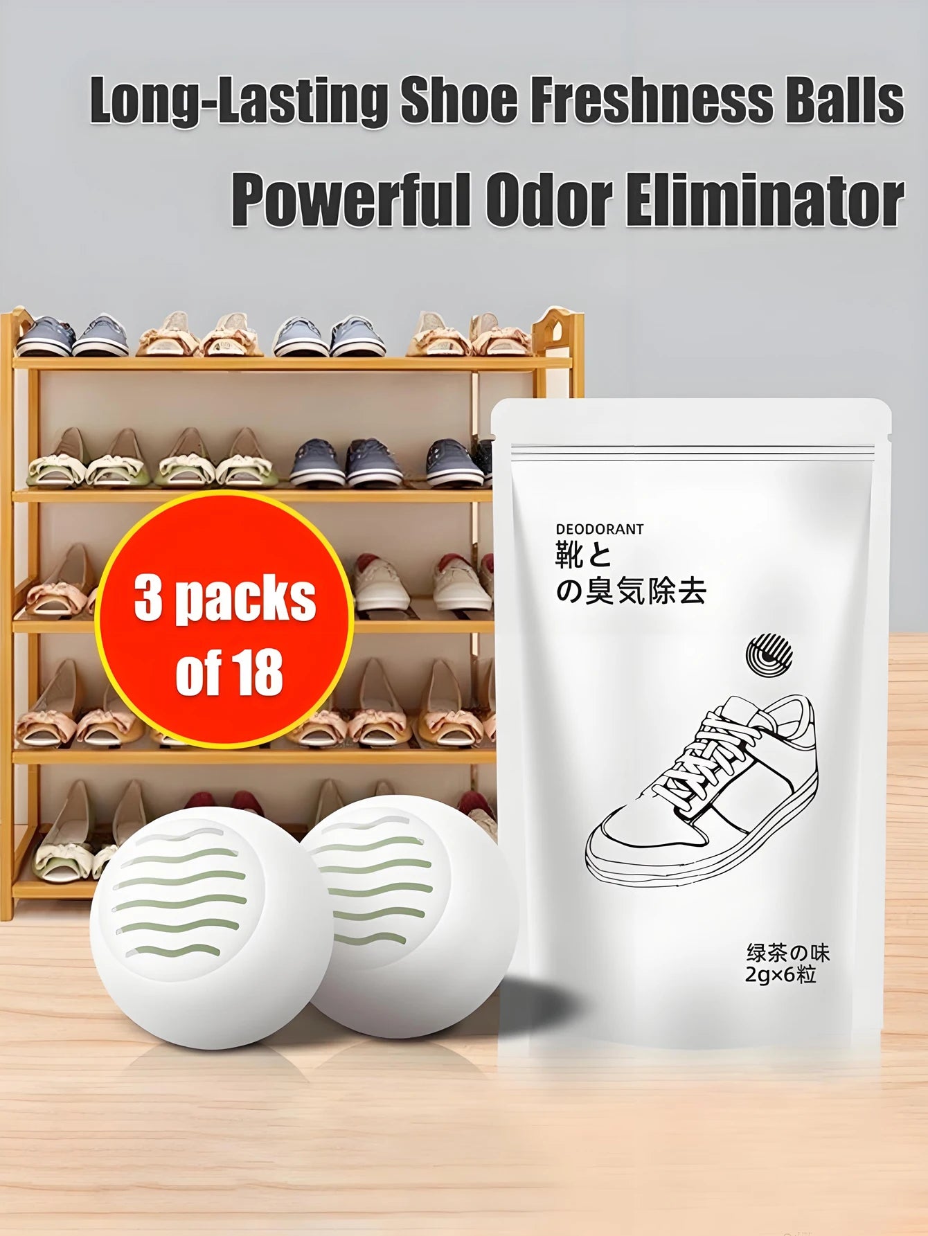 Effektive 6/18 Stück Schuh-Deodorant-Kugeln – Wiederverwendbare, Duftende Geruchsbeseitiger für Turnschuhe, Schrank und Schublade