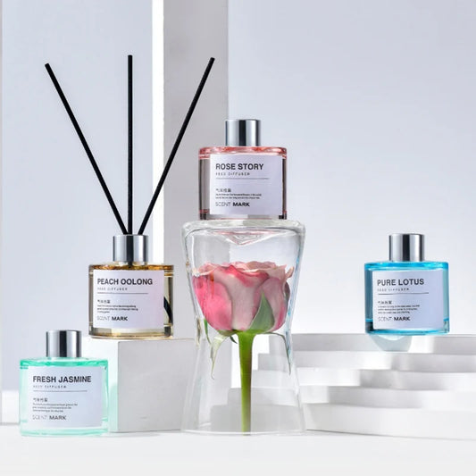 Entspannen Sie sich mit unserem 50 ml Reed-Diffusor-Set: Ätherisches Rosen-Lavendel-Jasminöl für ein luxuriöses Aroma in Ihrem Zuhause oder Hotel